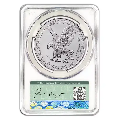 2024 $1 American Silver Eagle CAC MS70 First Delivery - Paul Nugget Founders Signature