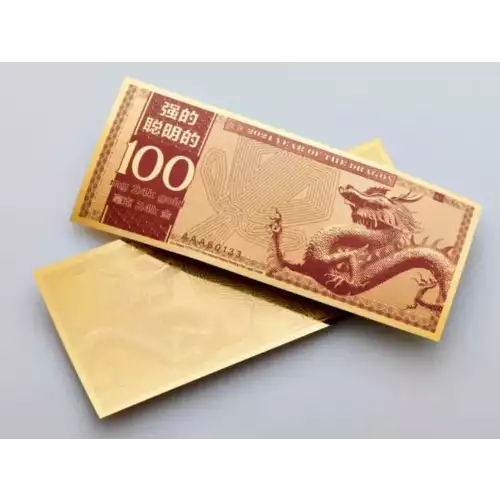 2024 100 mg Year of the Dragon 24K Gold Foil Note