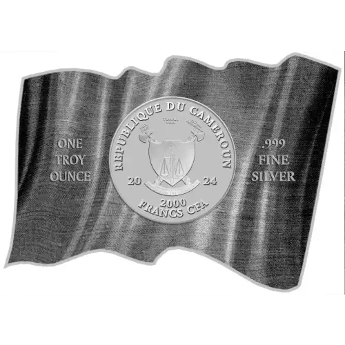 2024 Cameroon 3D Waving Don't Tread on Me Flag 1 oz Silver Coin (4)