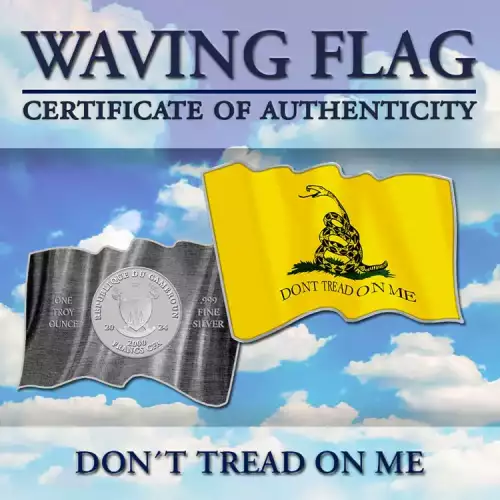 2024 Cameroon 3D Waving Don't Tread on Me Flag 1 oz Silver Coin (2)