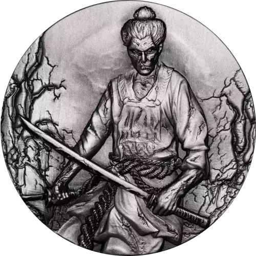 2024 Cameroon Zombified Samurai 2 oz Silver Antiqued UV Coin (2)