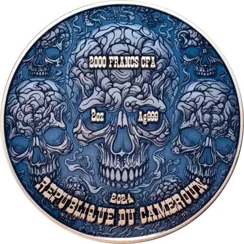 2024 Cameroon Zombified Samurai 2 oz Silver Antiqued UV Coin (3)