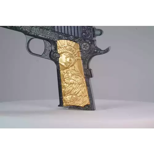 2024 Chad 2 oz Silver .45 Caliber Pistol Handgun Black & Gold Shaped Coin .999 (4)