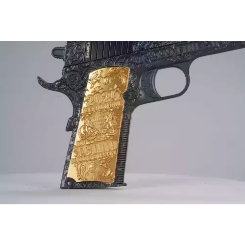 2024 Chad 2 oz Silver .45 Caliber Pistol Handgun Black & Gold Shaped Coin .999 (5)