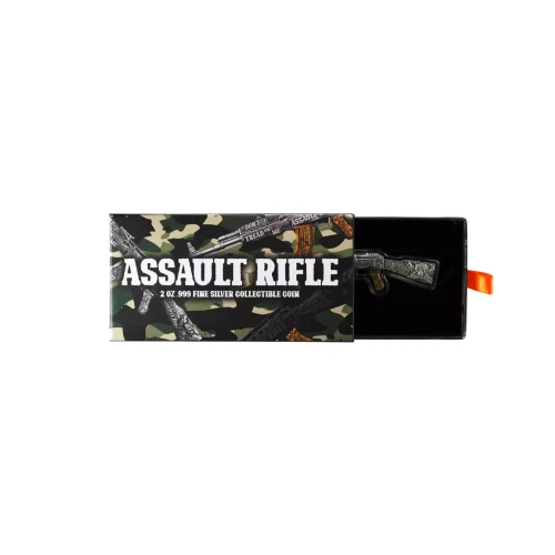 2024 Chad Assault Rifle 2 oz .999 Silver Coin (Antiqued GIlded)  (3)