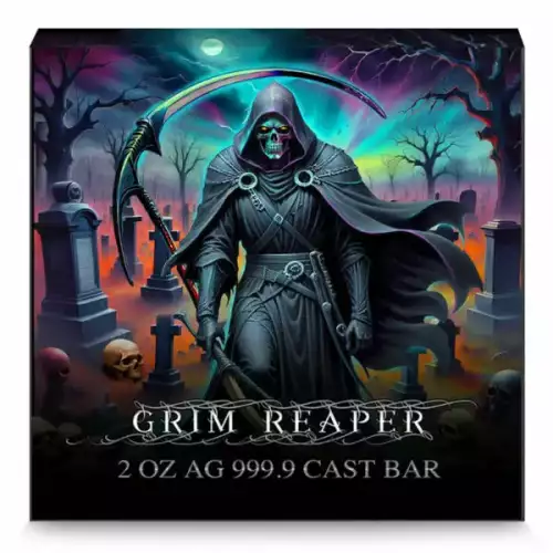 2024 Grim Reaper 2 oz Silver Colorized Premium Cast Bar (4)