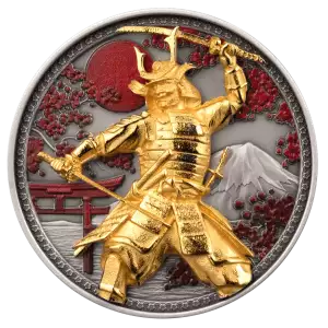 2024 Samoa Samurai 5 oz Silver Antiqued High Relief Gilded Colorized Coin (5)
