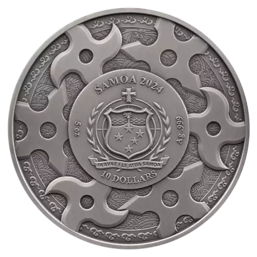2024 Samoa Samurai 5 oz Silver Antiqued High Relief Gilded Colorized Coin (4)