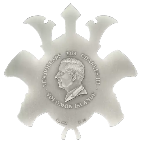 2024 Solomon Islands Samurai Helmet 10oz Silver Antiqued Coin (3)