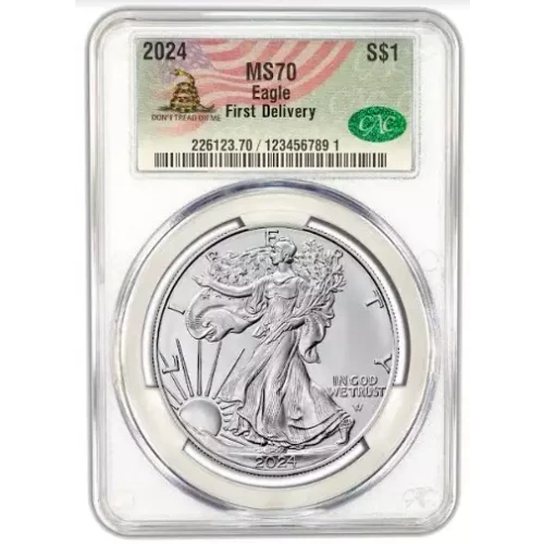 2024 US American Silver Eagle 1 oz CAC MS 70 w/ Don't Tread on Me Label