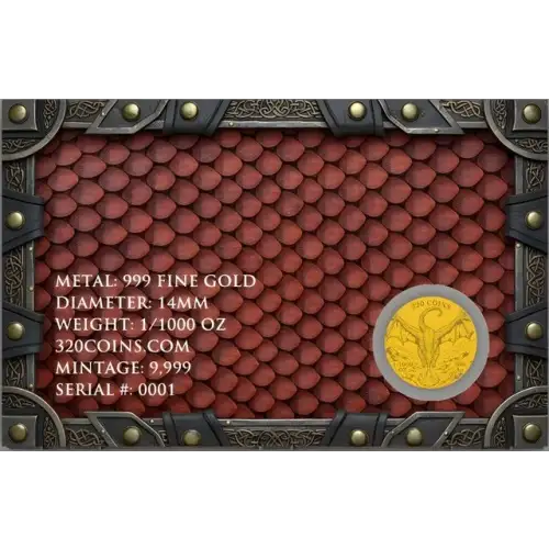 2026 Fire Dragon 1/1000 oz Gold Round in Card (2)