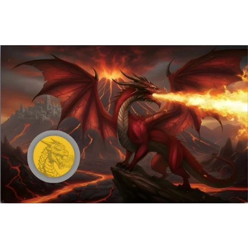 2026 Fire Dragon 1/1000 oz Gold Round in Card