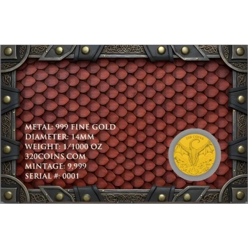 2026 Fire Dragon 1/1000 oz Gold Round in Card (2)