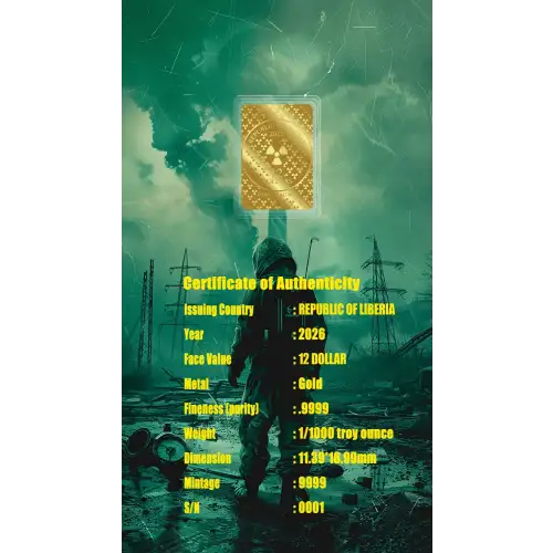 2026 Liberia Chernobyl 1/1000 oz Gold Coin in Card (4)