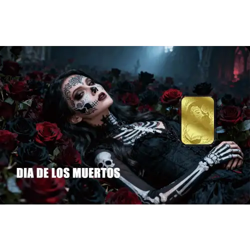 2026 Liberia Dia De Los Muertos Roses 1/1000 oz Gold Coin in Card (2)