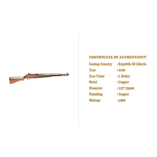 2026 Liberia M1 Garand Shaped  1.25 oz Copper Blind Box (3)