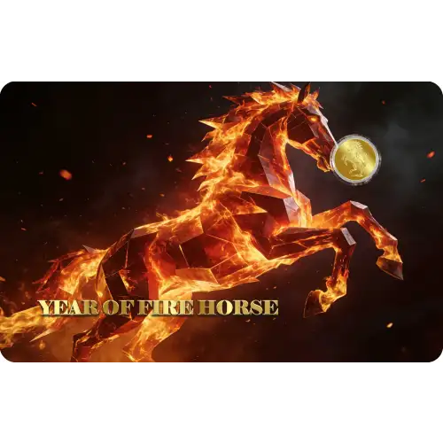 2026 Liberia Year of the Fire Horse 1/1000 oz Gold Coin in Card