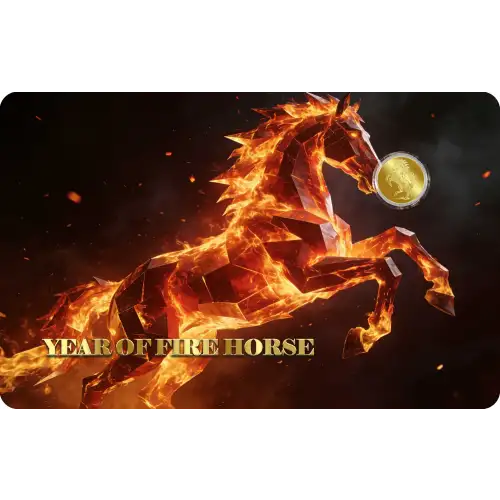 2026 Liberia Year of the Fire Horse 1/1000 oz Gold Coin in Card