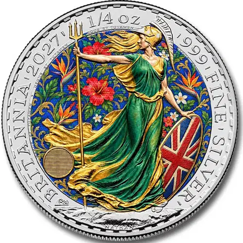 2027 1/4oz British Silver Britannia - Regal Bloom Aura Edition | CCX