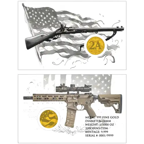 2nd Amendment 1/1000 oz Gold Round in Card