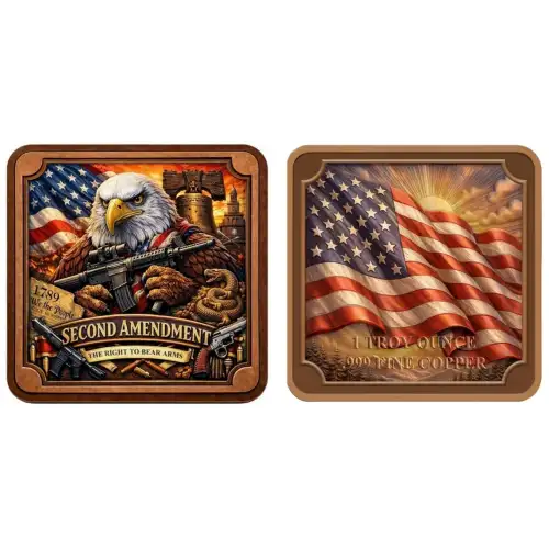 2nd Amendment Eagle Colorized UHR 1 oz Copper Medal in Stackable Capsule (2)