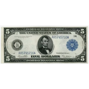 $5 1914 Red Seal Federal Reserve Notes 844