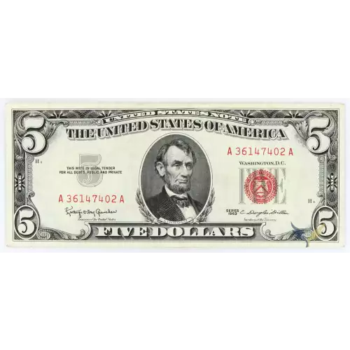 $5 1963 red seal. Small Legal Tender Notes 1536