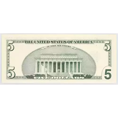 $5 1999  Small Size $5 Federal Reserve Notes 1987-J (2)