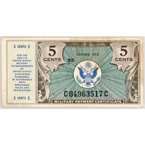 5 Cent Military Payment Certificate, Series 472   (2)