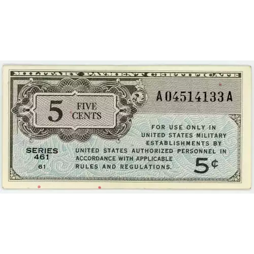 5 Cent Military Payment Certificate, Series 472  