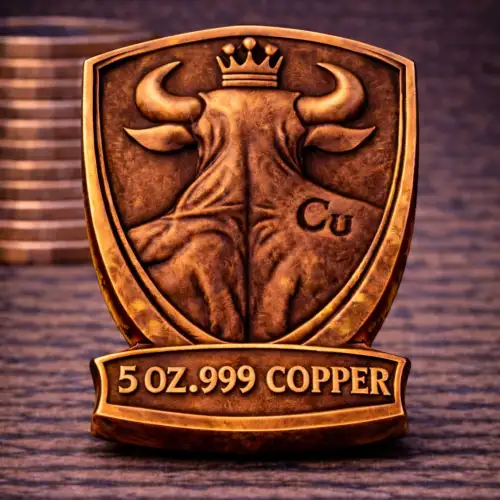 5 oz .999 Fine Copper “The Collective” Custom Shield Bull Round – United We Stack