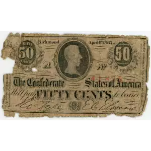 50 cents   Issues of the Confederate States of America CS-63
