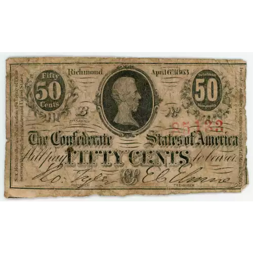 50 cents   Issues of the Confederate States of America CS-63