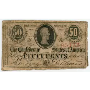 50 cents   Issues of the Confederate States of America CS-63