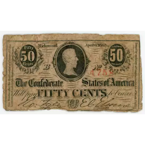 50 cents   Issues of the Confederate States of America CS-63