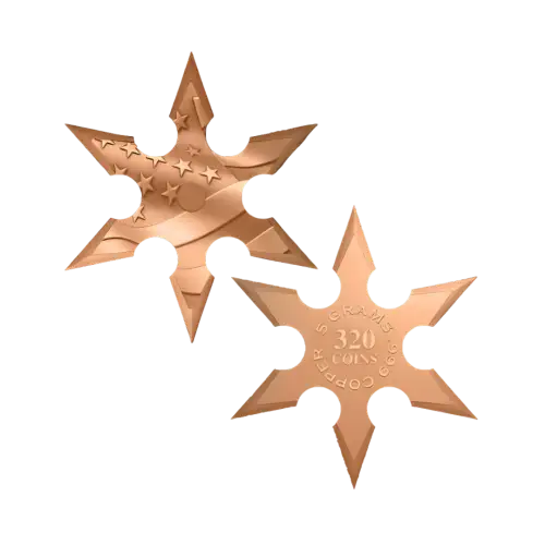 American Flag Ninja Star Shaped 5g Copper Round in Card