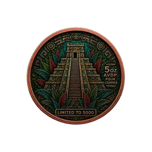 Aztec Sun Relic Colorized   5 oz Copper Round