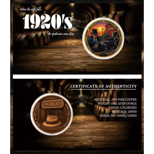 Barrels and Bullets Colorized 1 oz Copper Round in Card