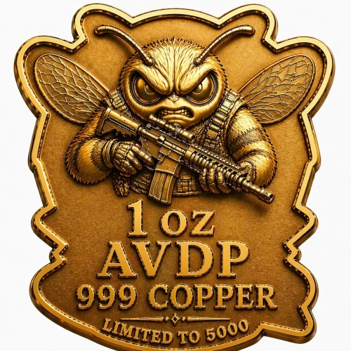 Bee Strapped Colorized  1 oz Copper Medal (2)