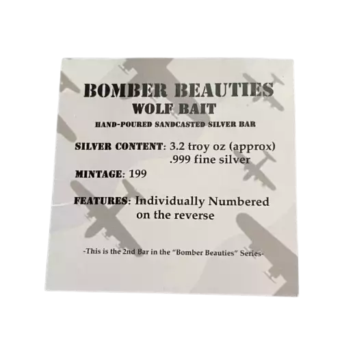 Bomber Beauties: Wolf Bait Poured 3.2 oz Silver Bar