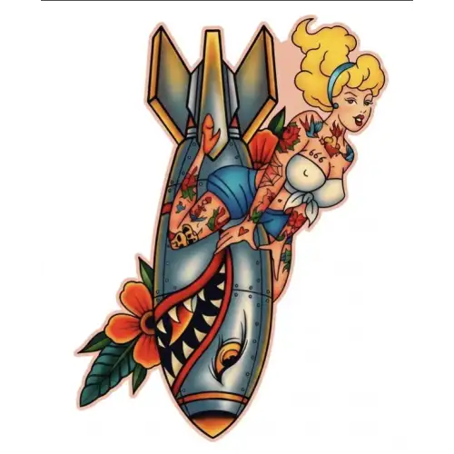 Bomber Girl Shaped Colorized  1 oz Copper Medal (2)