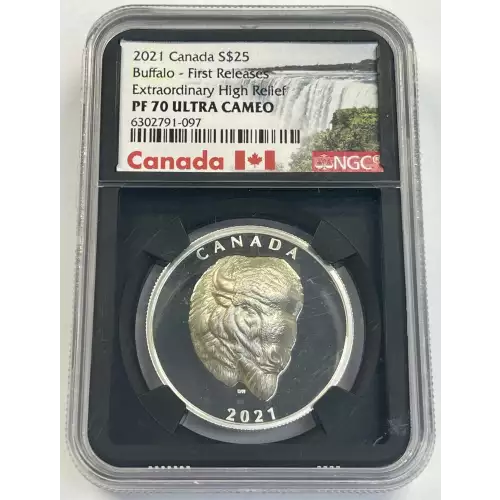 Canada Buffalo Extraordinary High Relief 1 oz Silver $25 NGC PF70