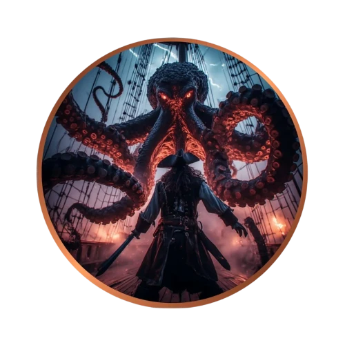 Captain Blackbeard vs. Kraken Colorized 5 oz Copper Medal