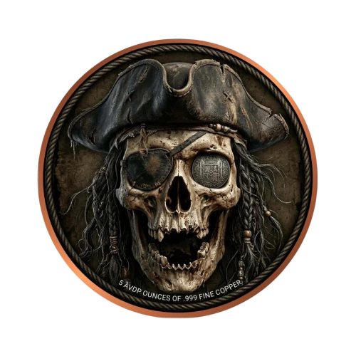 Captain Blackbeard vs. Kraken Colorized 5 oz Copper Medal (2)