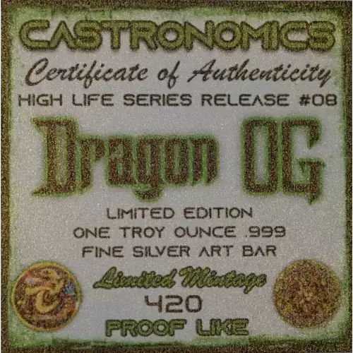 CASTRONOMICS HIGH LIFE SERIES #08 DRAGON OG CANNABIS 1OZ SILVER