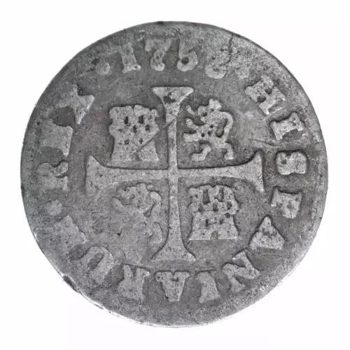 Colonial-Foreign Issues in the New World-Spanish American Coinage-Pillar Type-? Real-- 0.5 Real