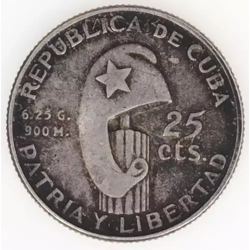 CUBA Silver 25 CENTAVOS