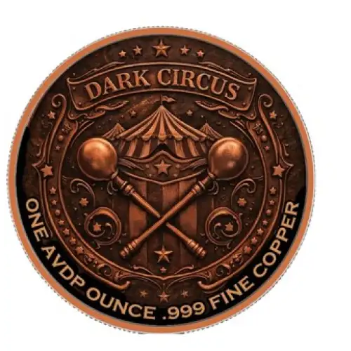 Dark Circus Colorized 1 oz Copper Round in Card