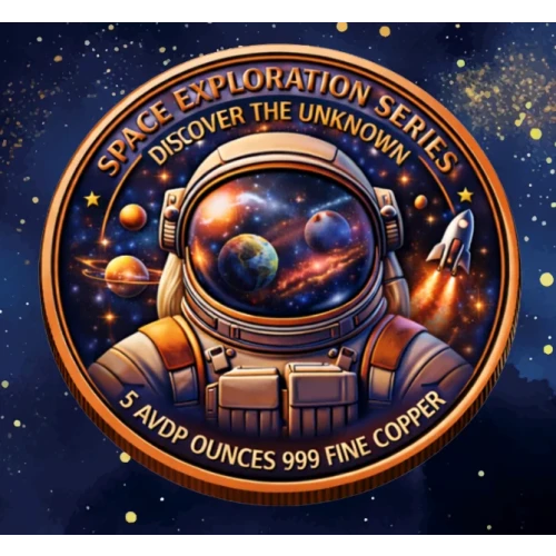 Exploring the Stars  Colorized 5 oz Copper Round