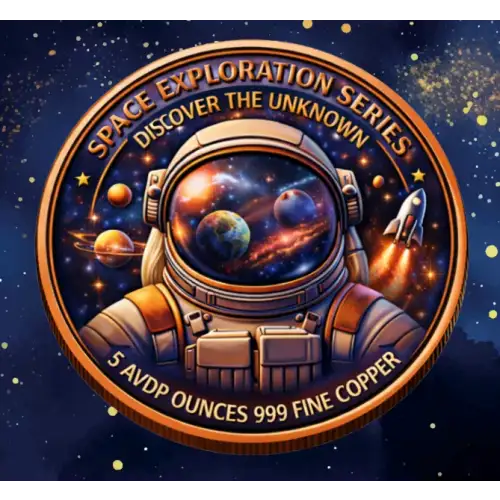 Exploring the Stars  Colorized 5 oz Copper Round
